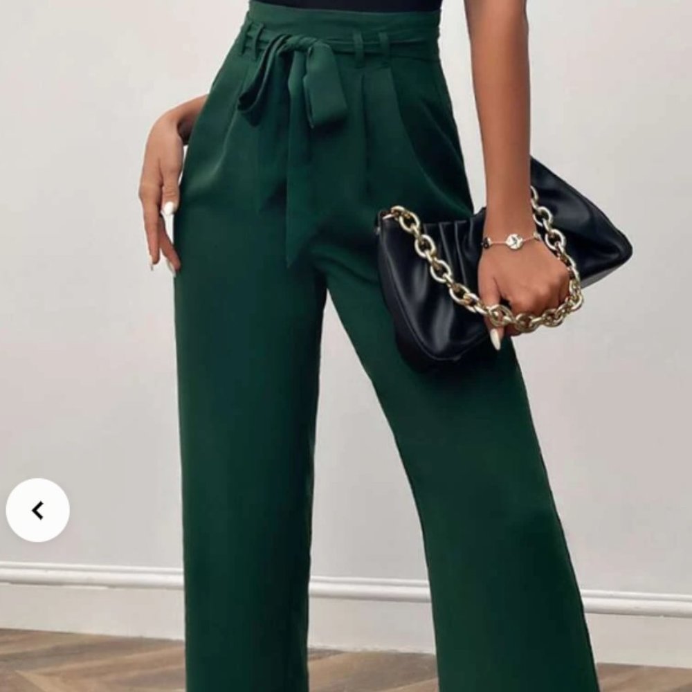 Banana Republic Green Logan Tie-Waist Trousers